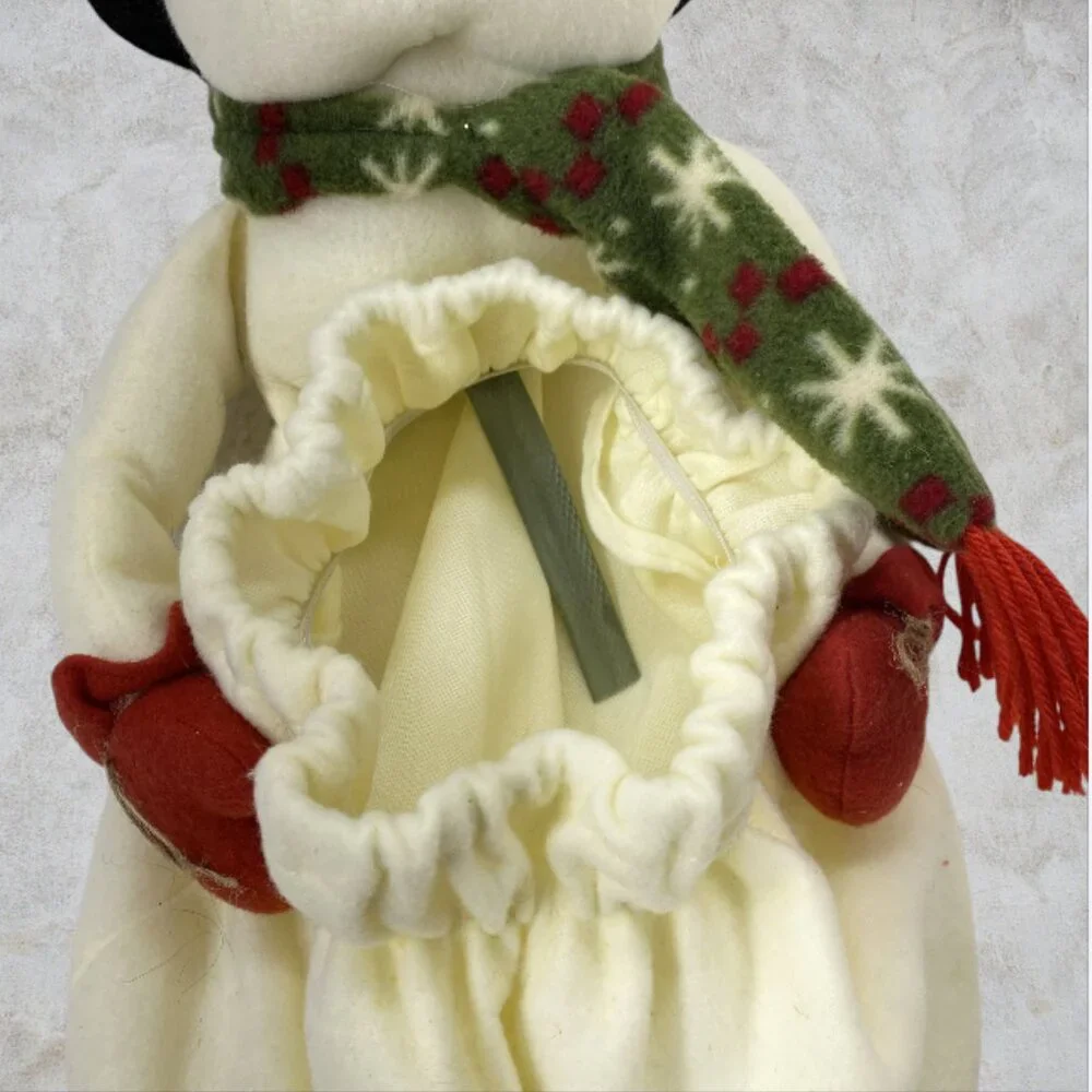 SNOWMAN BIN COVER -- Festive Felt Cover for Trashcan, Small, Pulls On, Christmas